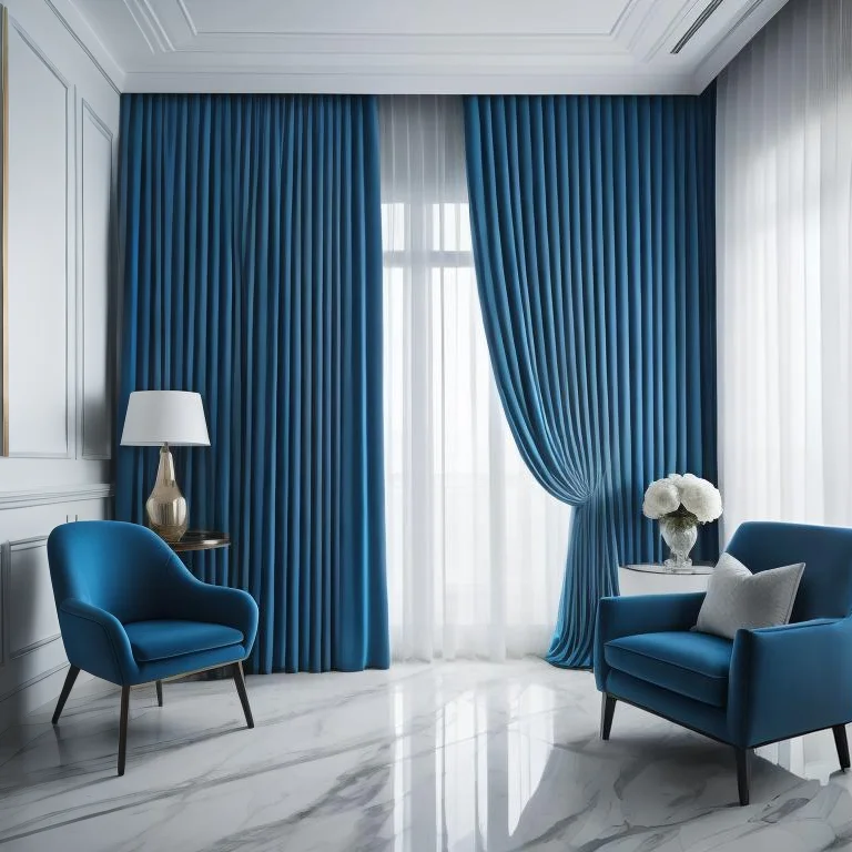 a blue living room curtains