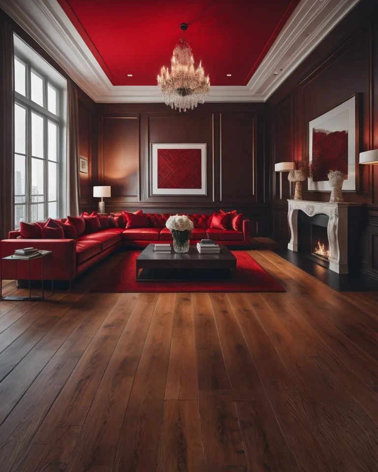 a wooden floor in a living room